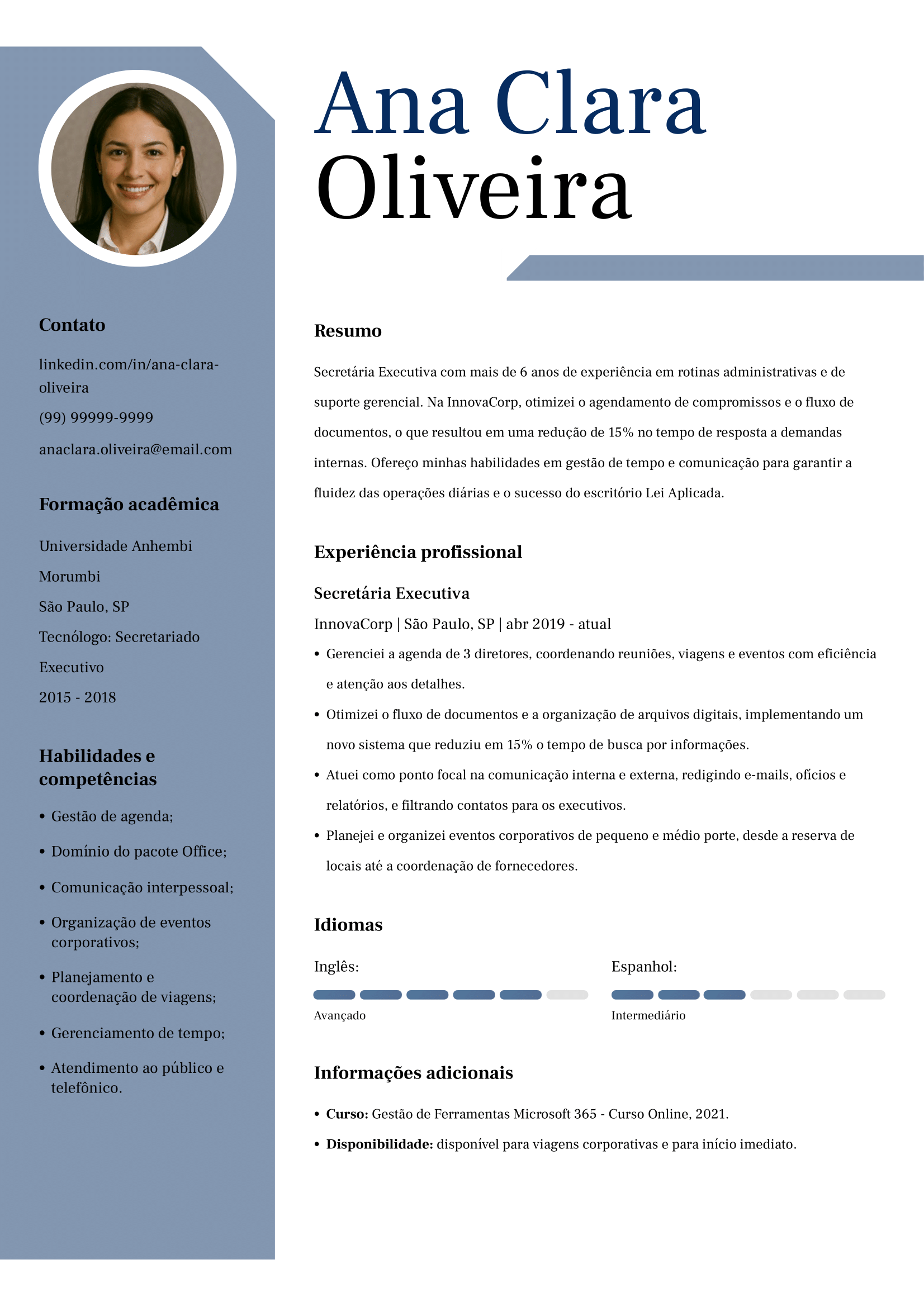 modelo de currículo para baixar em Word